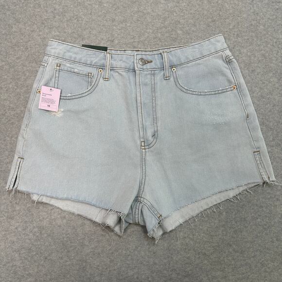 Wild Fable Jean Shorts WMNS 10 Super High Rise Cut Off Light Wash Denim Raw Hem - Picture 1 of 9